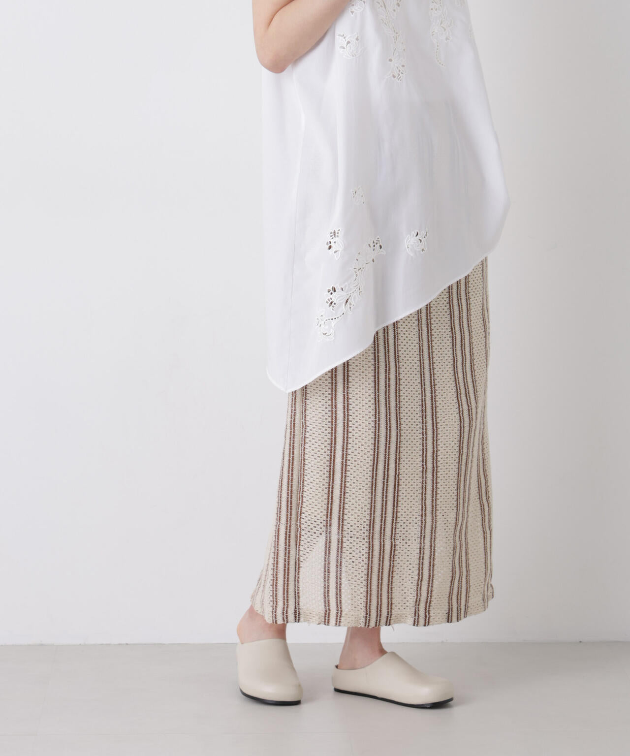 made in india ジャカードストライプIラインスカート(セットアップ可) 6696230301