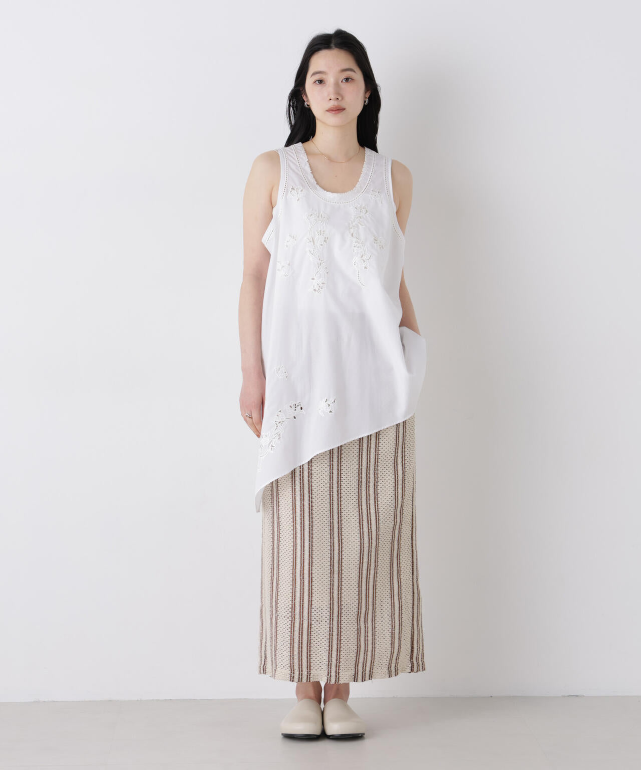 made in india ジャカードストライプIラインスカート(セットアップ可) 6696230301