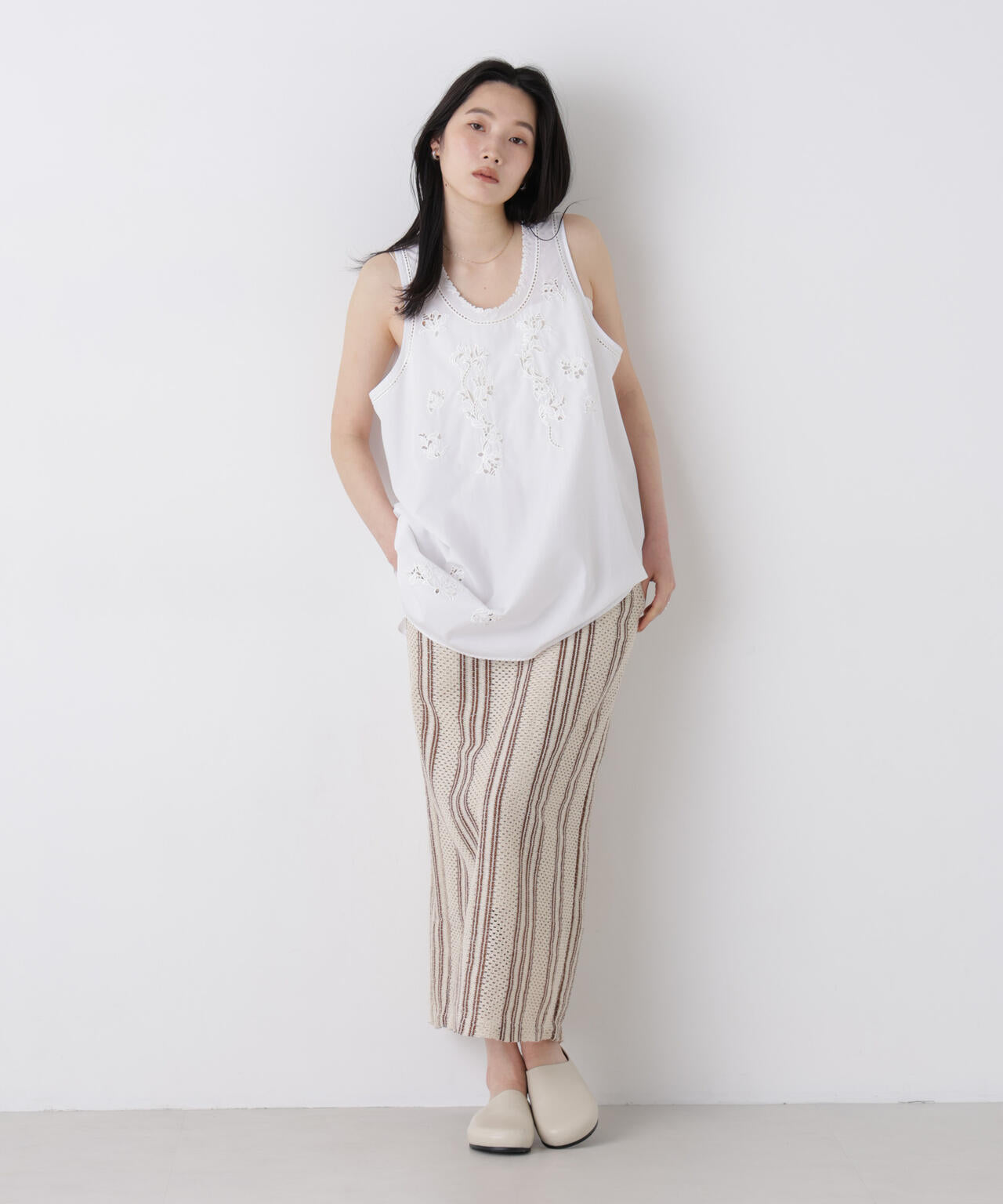 made in india ジャカードストライプIラインスカート(セットアップ可) 6696230301