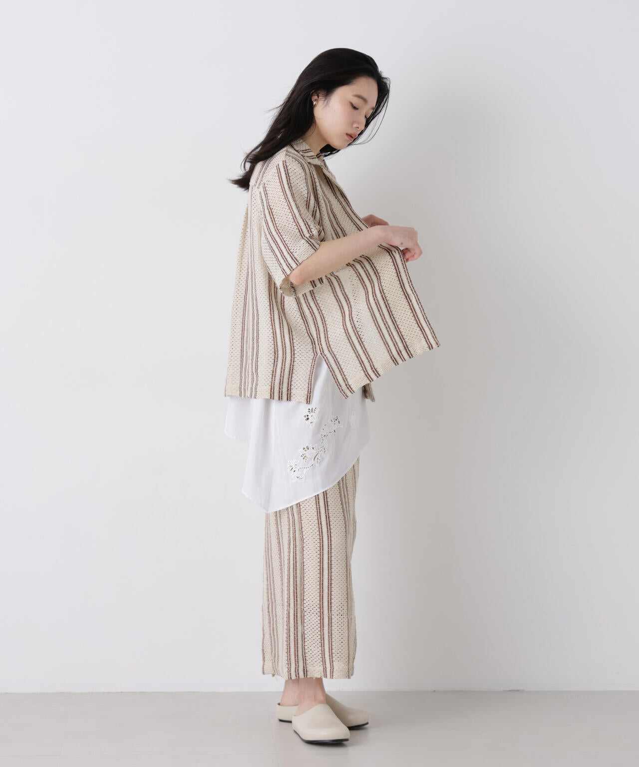 made in india ジャカードストライプIラインスカート(セットアップ可) 6696230301