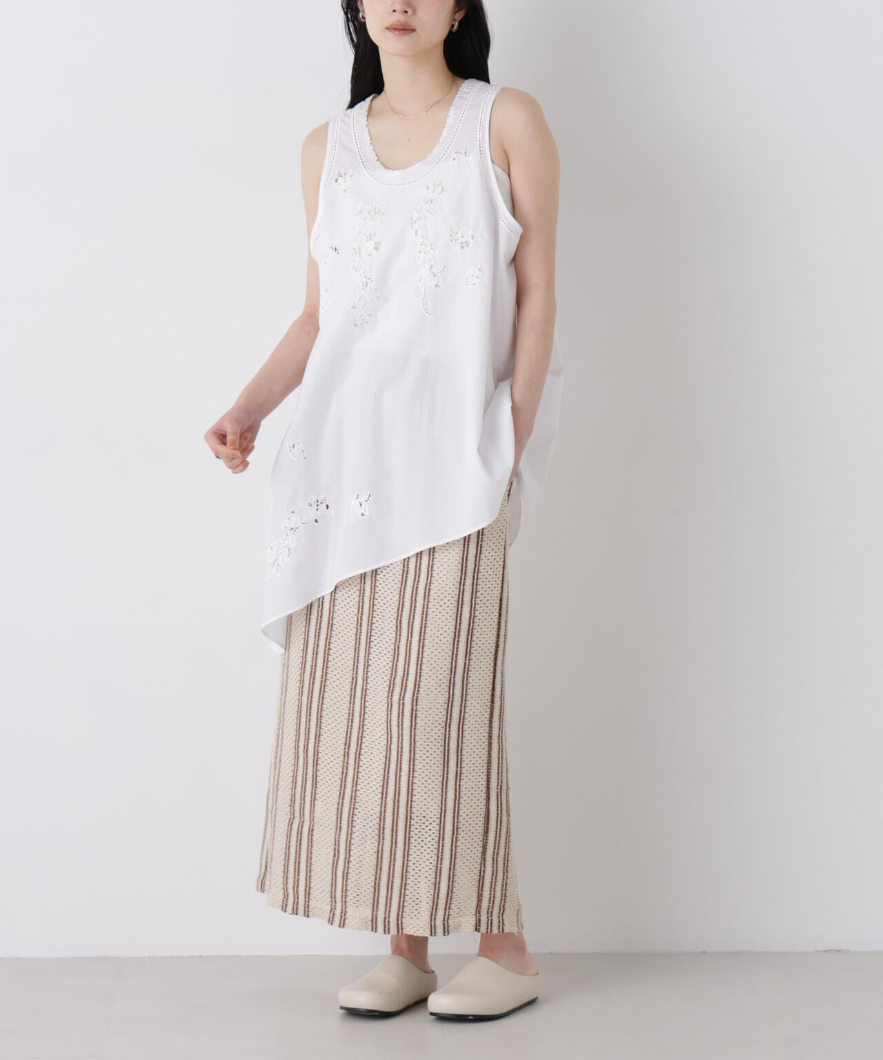 made in india ジャカードストライプIラインスカート(セットアップ可) 6696230301