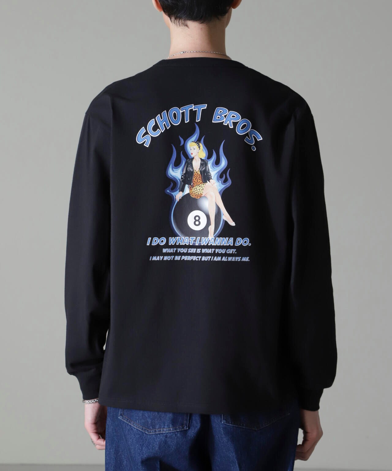 Schott/別注 "8 BALL PIN-UP" L/S TEE 6704223070