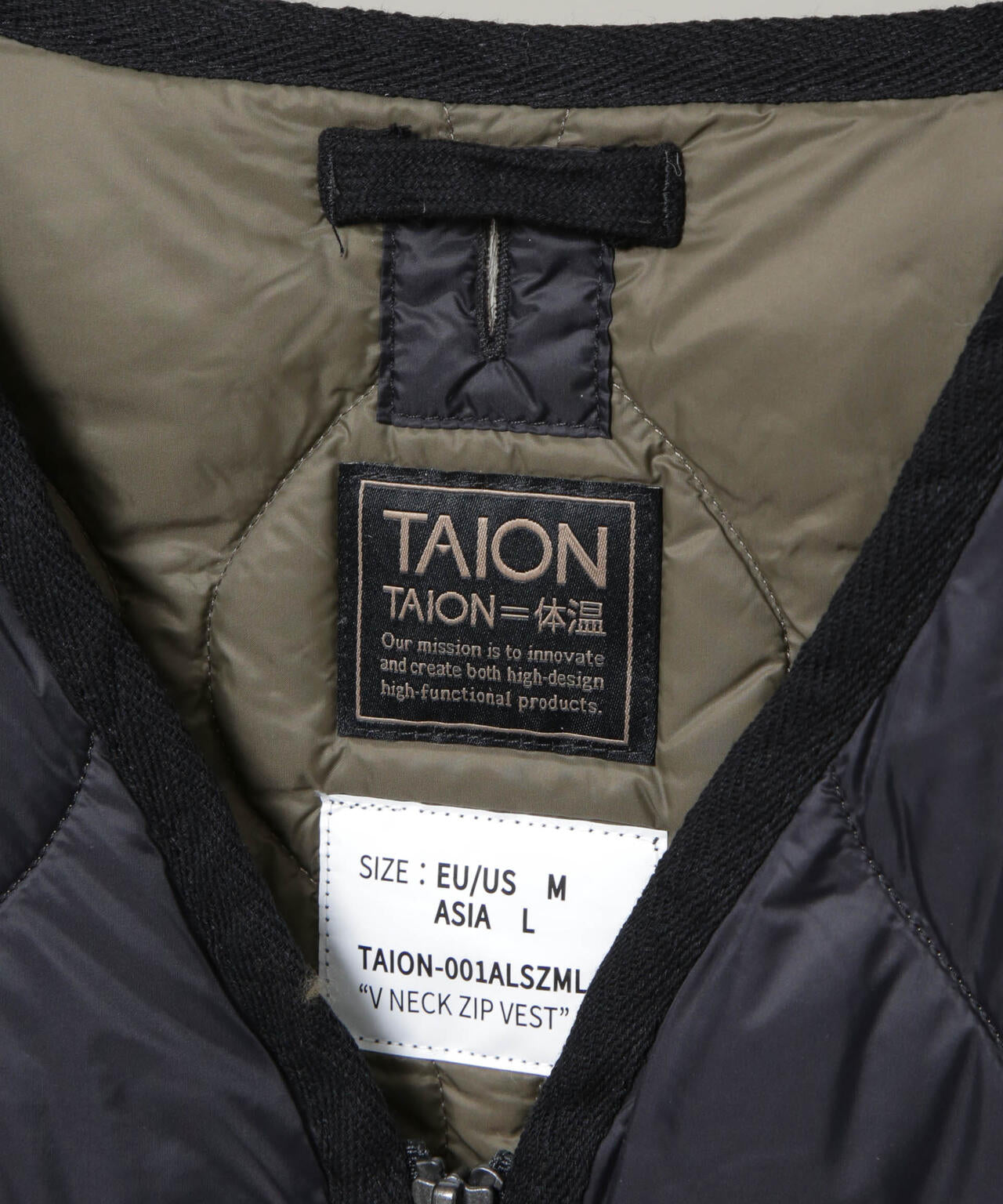 TAION/MILITARY V NECK W-ZIP DOWN VT 6705214034