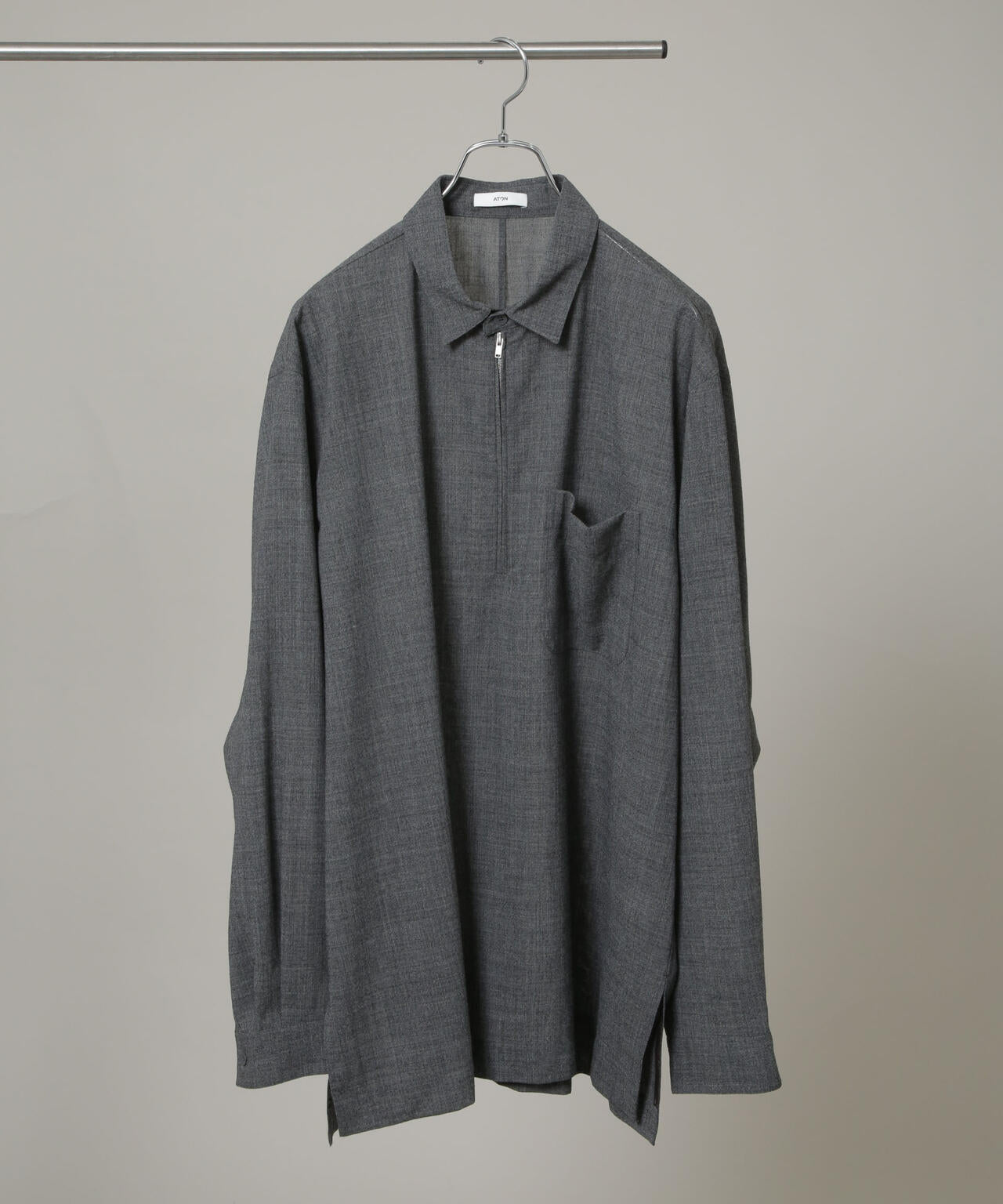 ATON/TWIST WOOL WASHER ZIP UP SHIRT 6705220045
