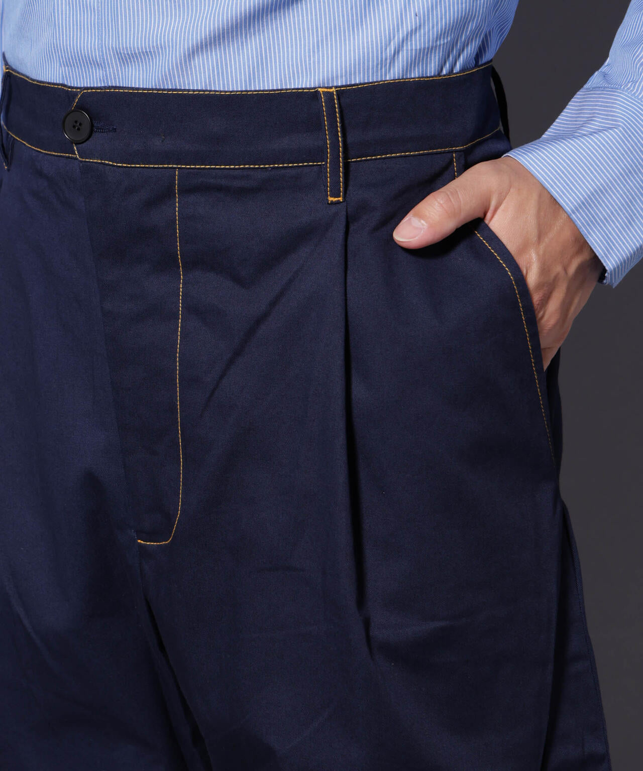 mii/CONTRASTED STITCH LARGE PANTS 6705227157