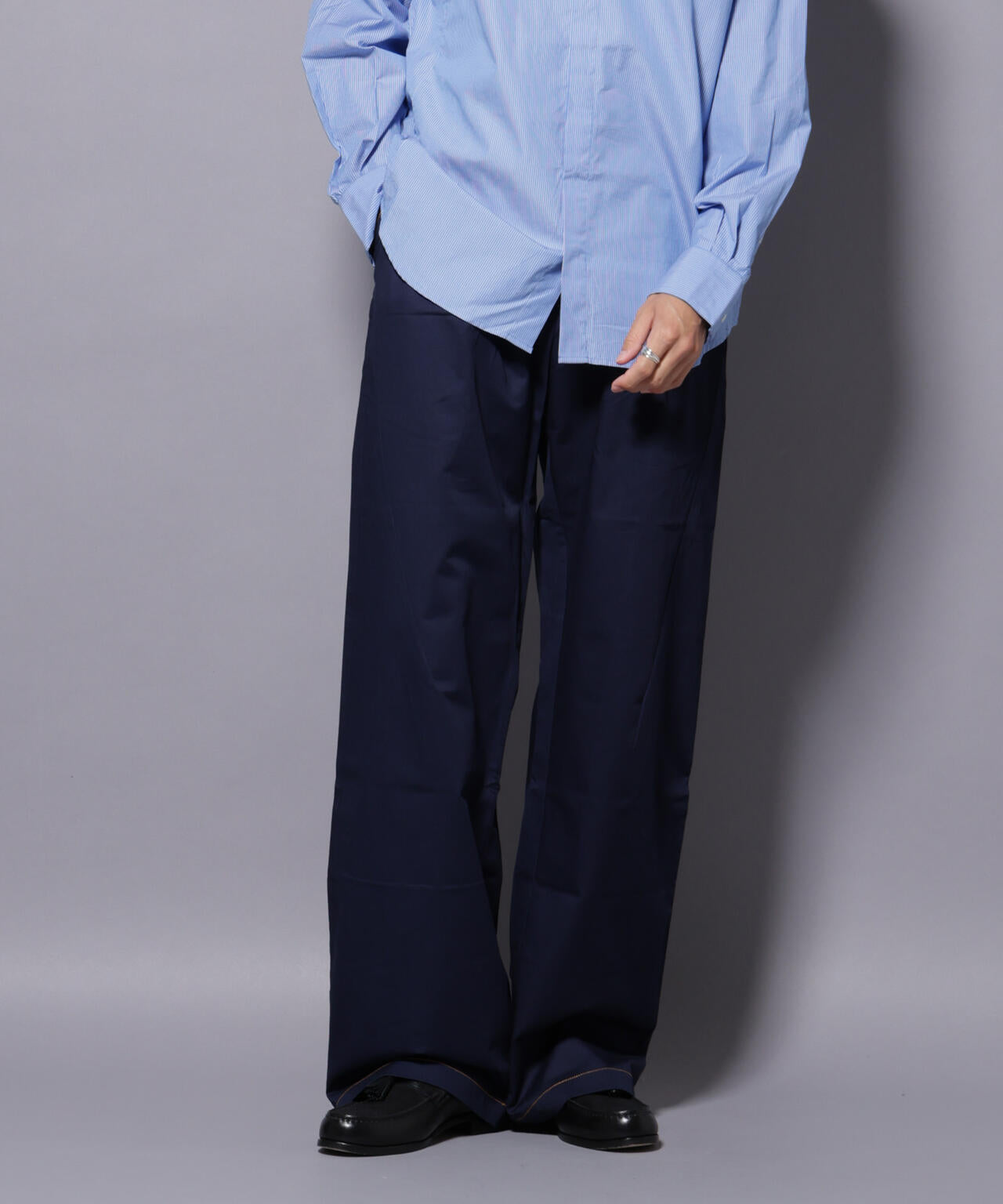 mii/CONTRASTED STITCH LARGE PANTS 6705227157