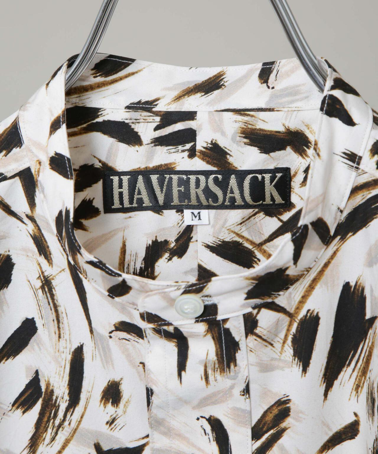 HAVERSACK/ブラッシュプリント バンドカラーシャツ 6706120012