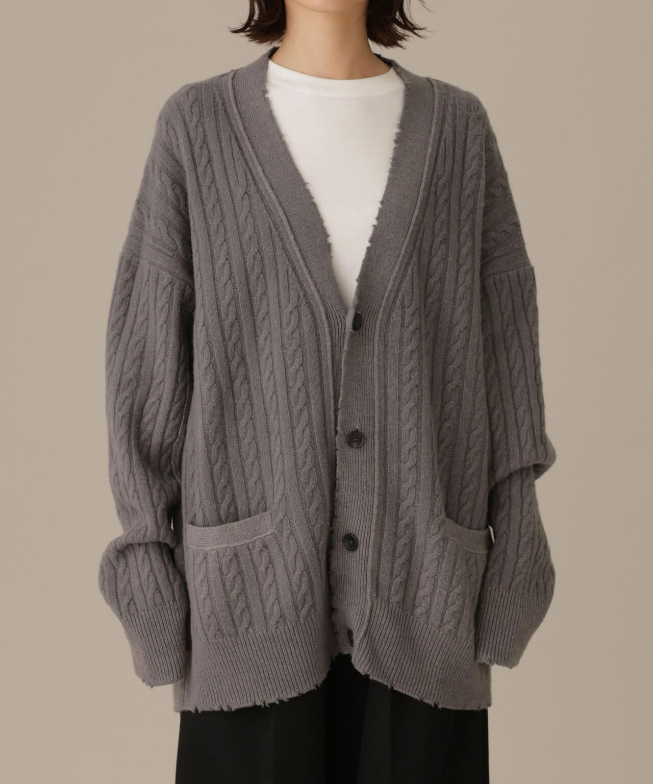 CABLE DYE Vネックカーディガン 6712222222