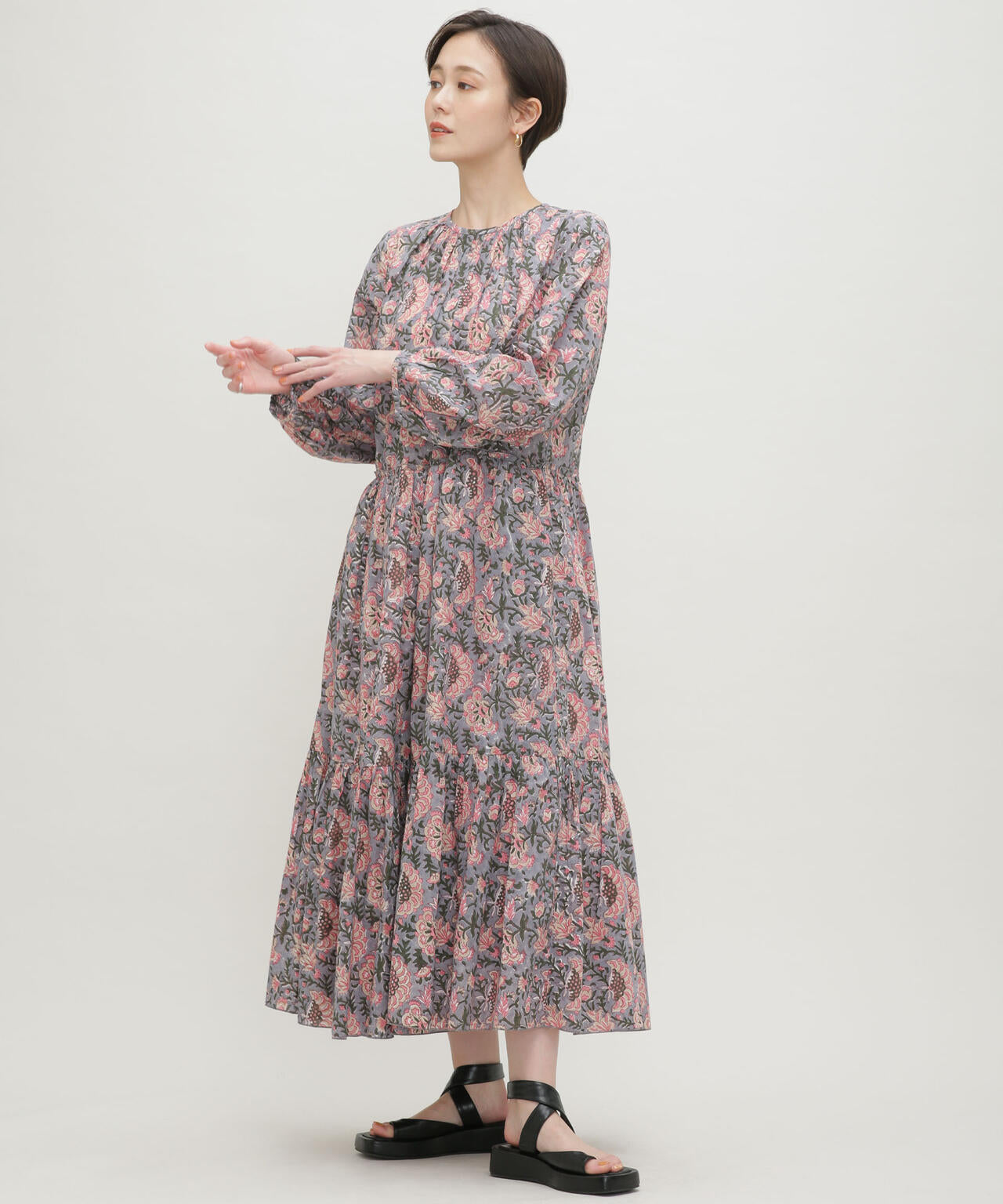 H.A.O/Block Print L/S Dress 6713119074