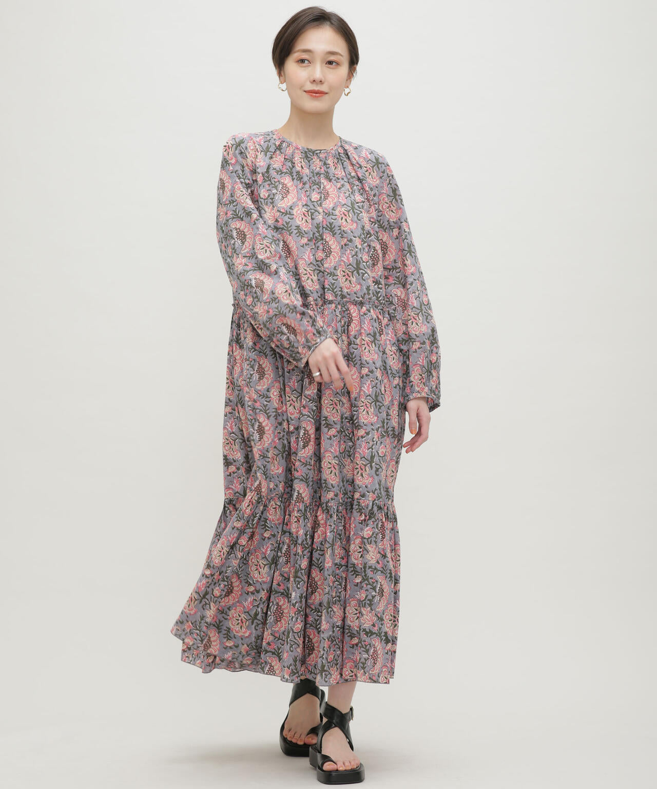 H.A.O/Block Print L/S Dress 6713119074