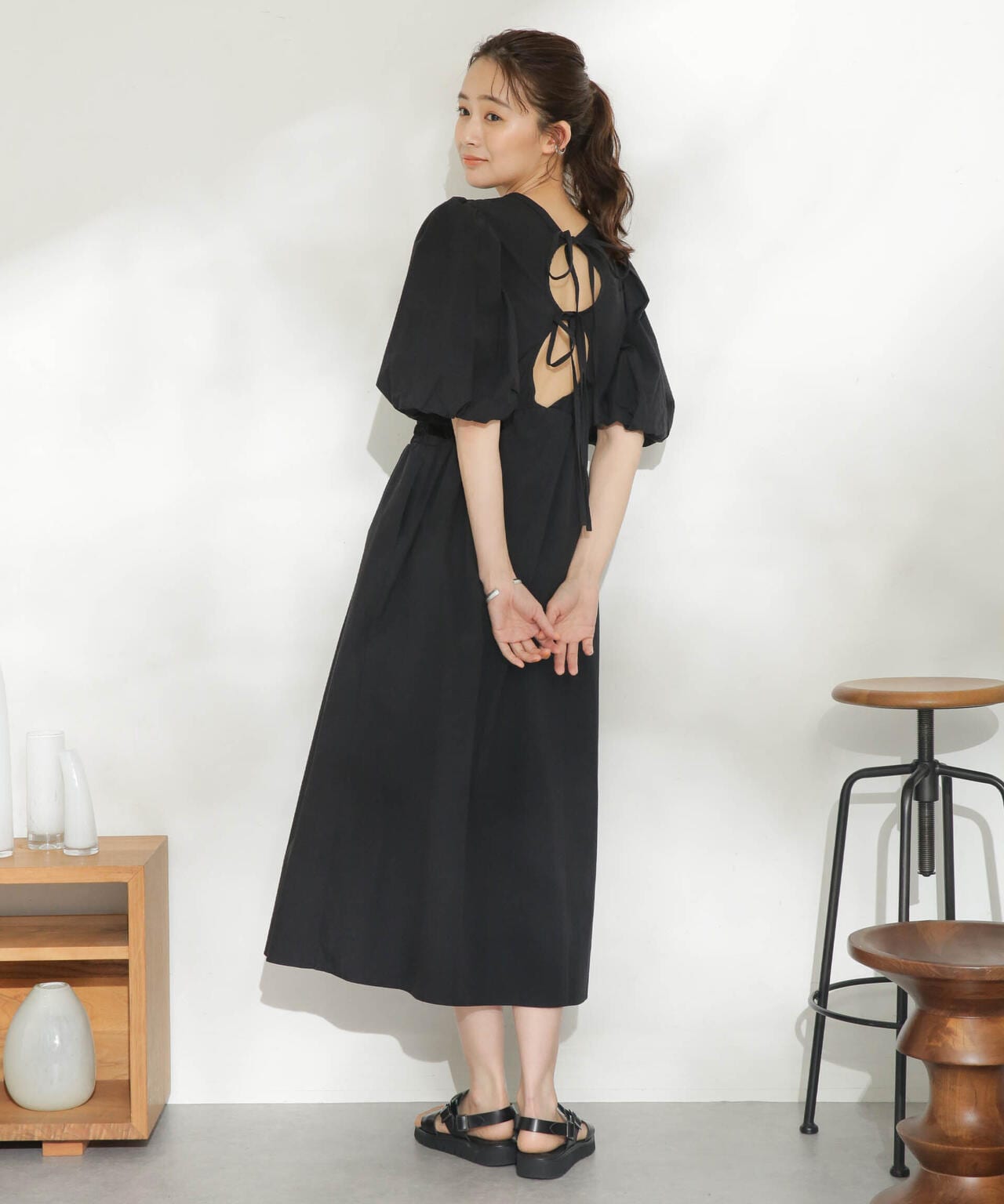 casa fline/ボリュームスリーブシャーリングドレス 6713119084