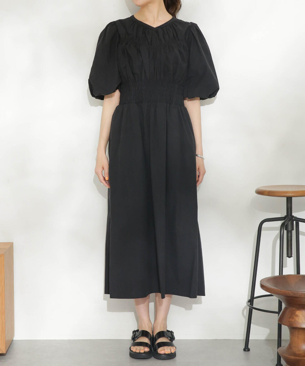 casa fline/ボリュームスリーブシャーリングドレス 6713119084