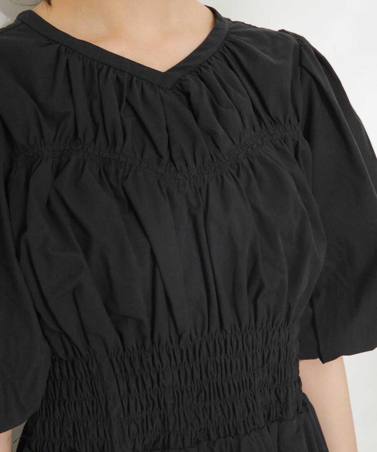 casa fline/ボリュームスリーブシャーリングドレス 6713119084