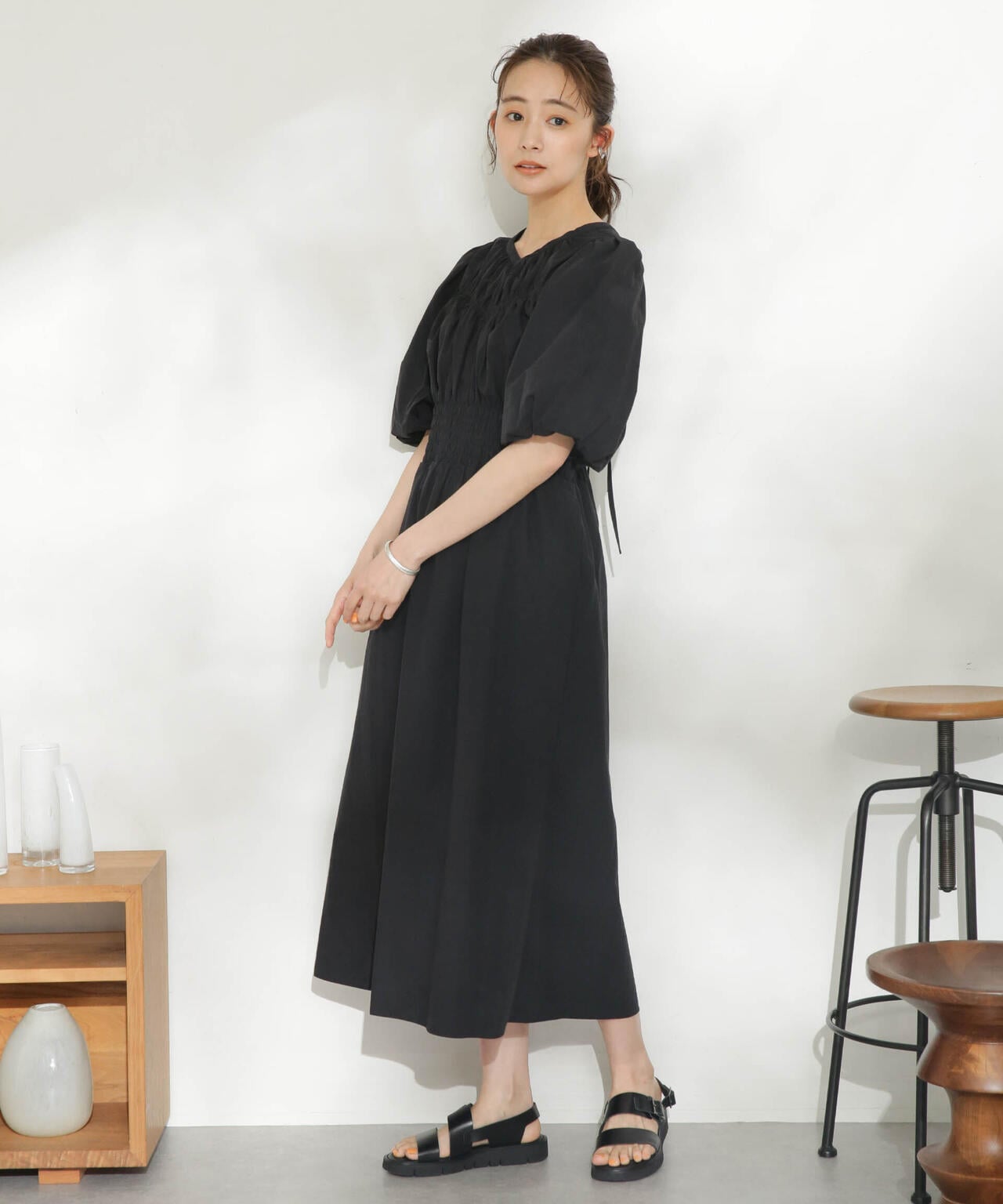 casa fline/ボリュームスリーブシャーリングドレス 6713119084