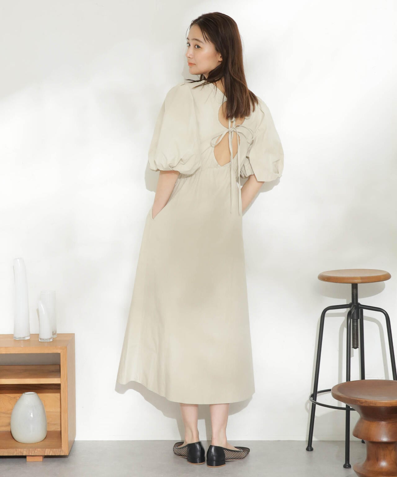 casa fline/ボリュームスリーブシャーリングドレス 6713119084