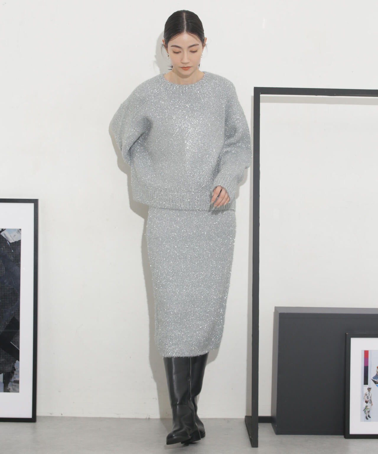 CURRENTAGE/VOO STAR ラメニット2WAYスカート 6713230007