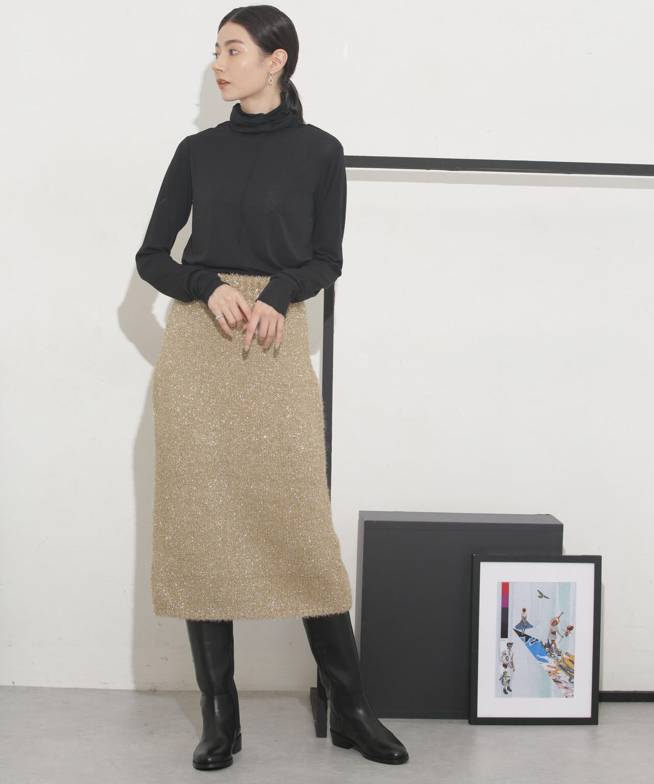 CURRENTAGE/VOO STAR ラメニット2WAYスカート 6713230007