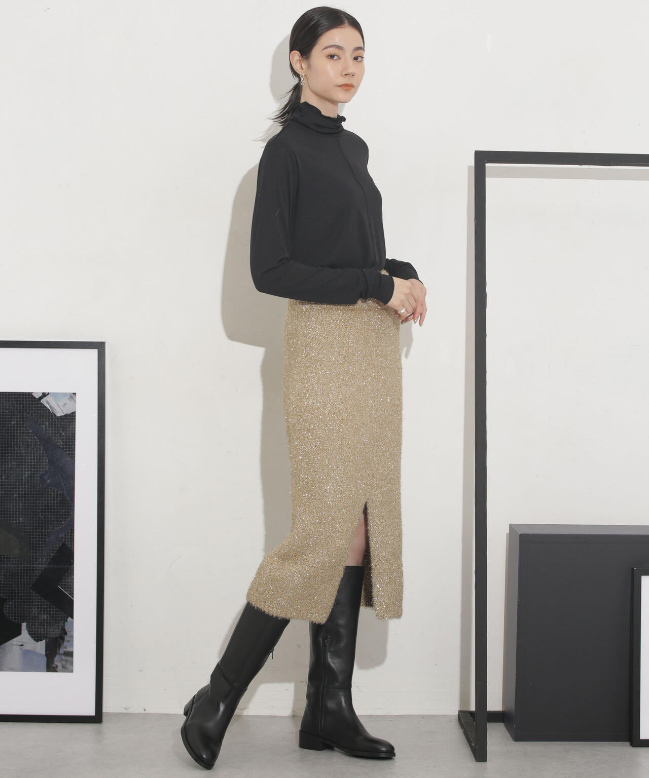 CURRENTAGE/VOO STAR ラメニット2WAYスカート 6713230007