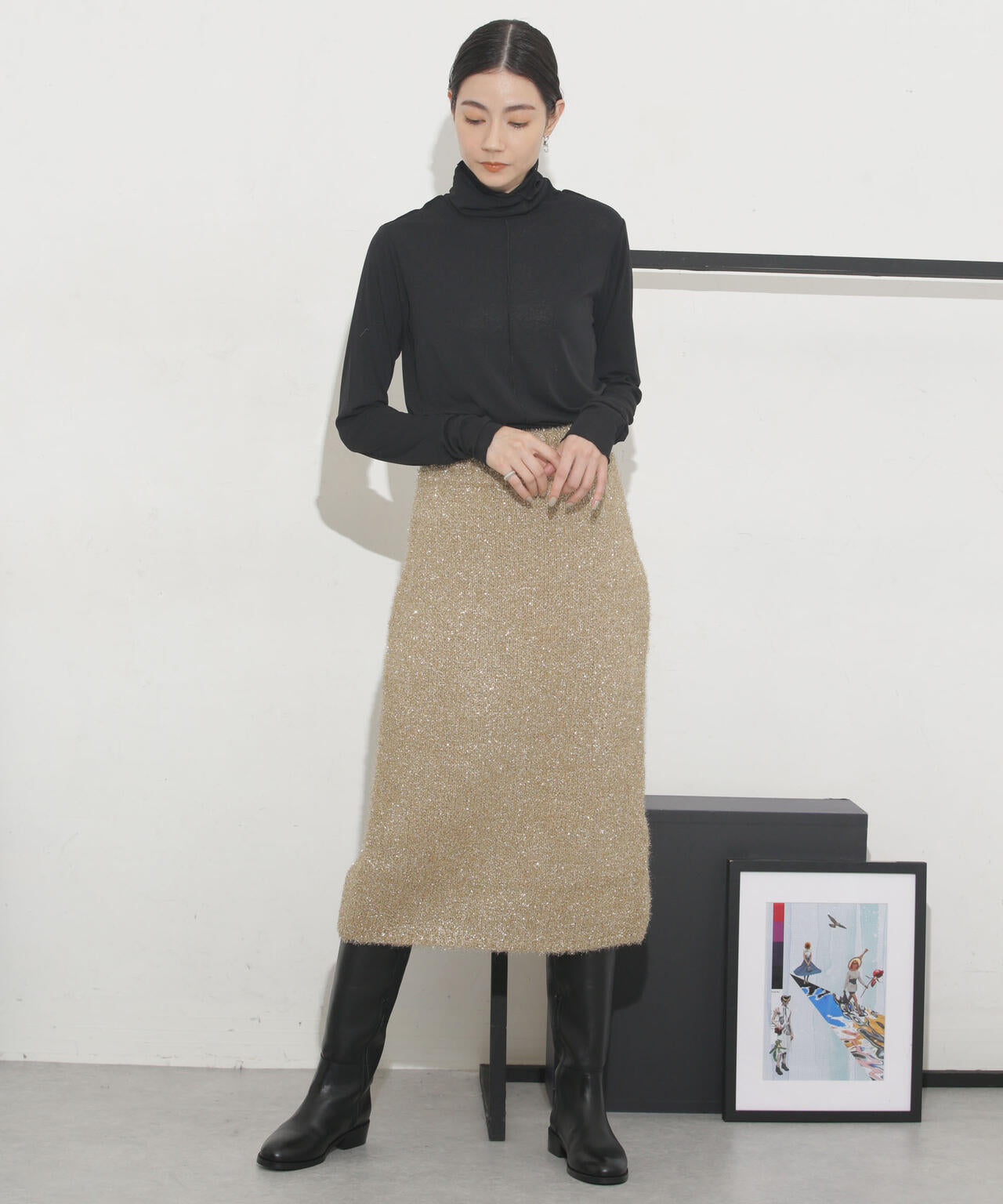 CURRENTAGE/VOO STAR ラメニット2WAYスカート 6713230007