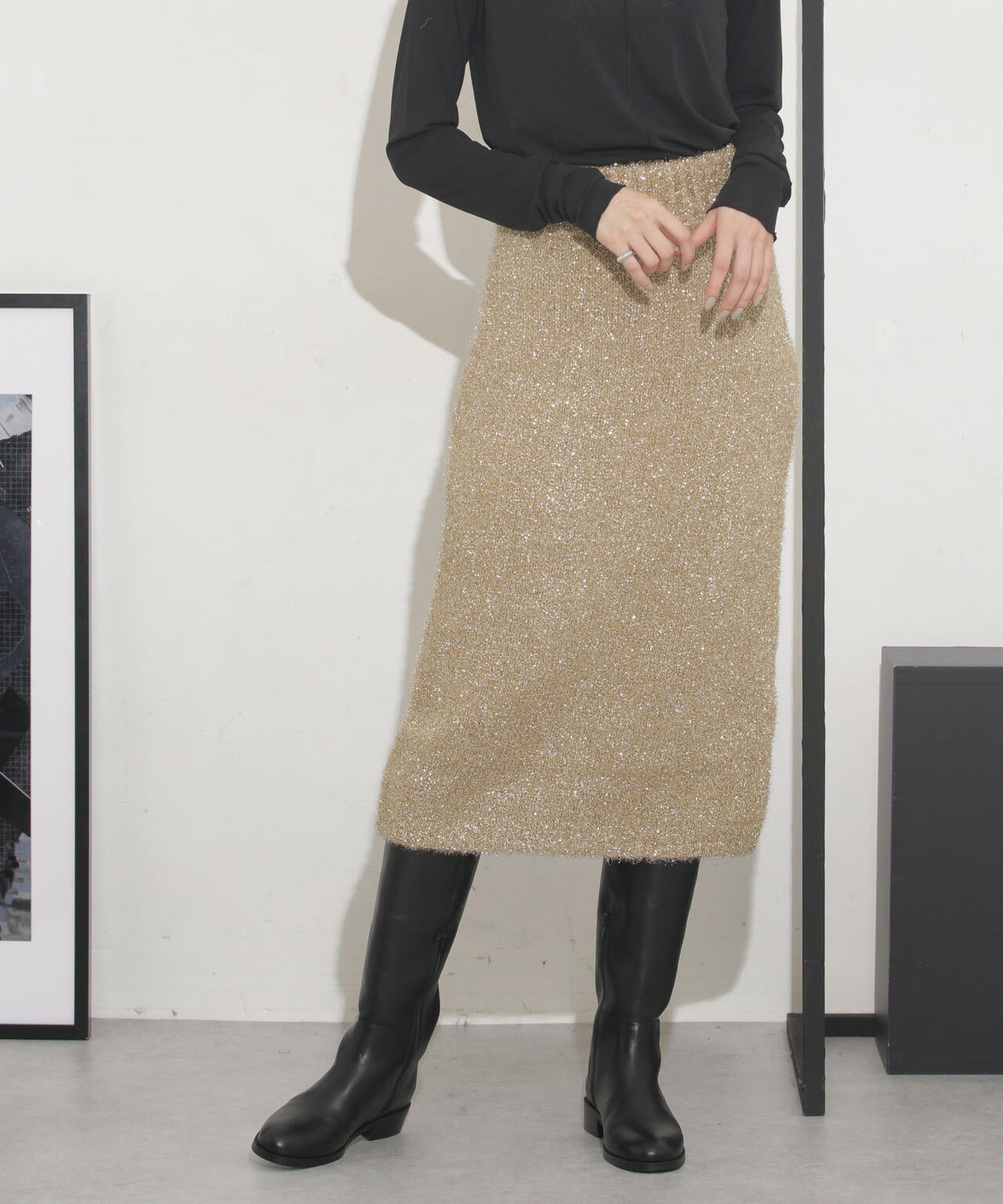 CURRENTAGE/VOO STAR ラメニット2WAYスカート 6713230007