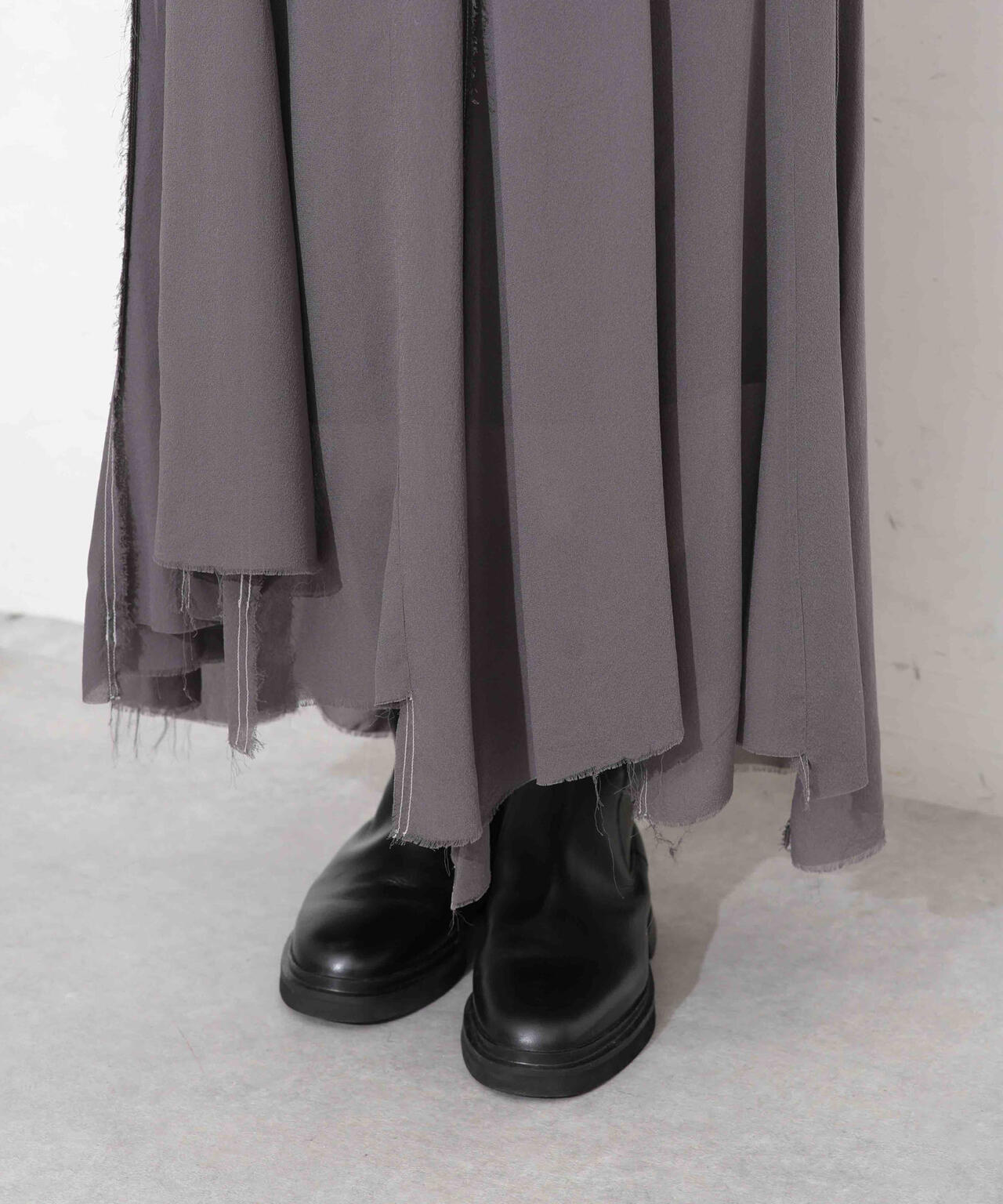 CURRENTAGE/NINA シルクシフォン ウールコンビスカート 6713230008