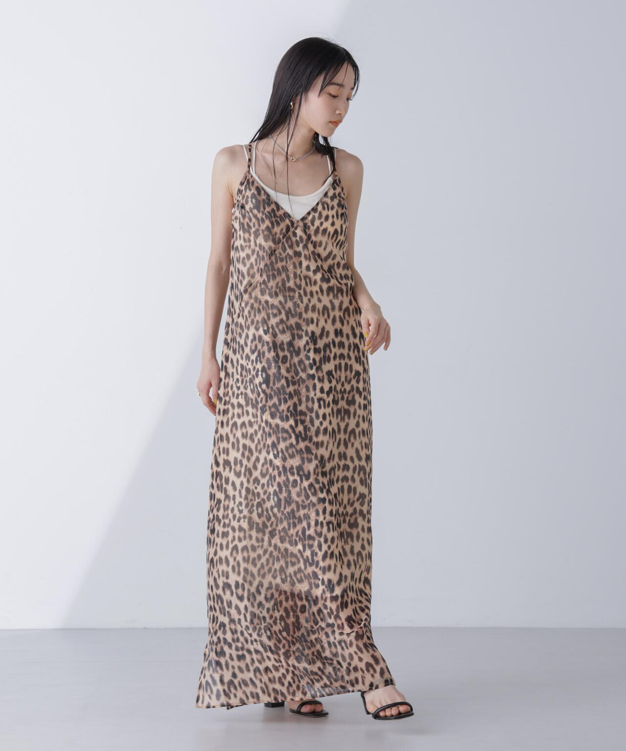 BAUM UND PFERDGARTEN/AFINA Organza レオパードキャミワンピース 6714119033