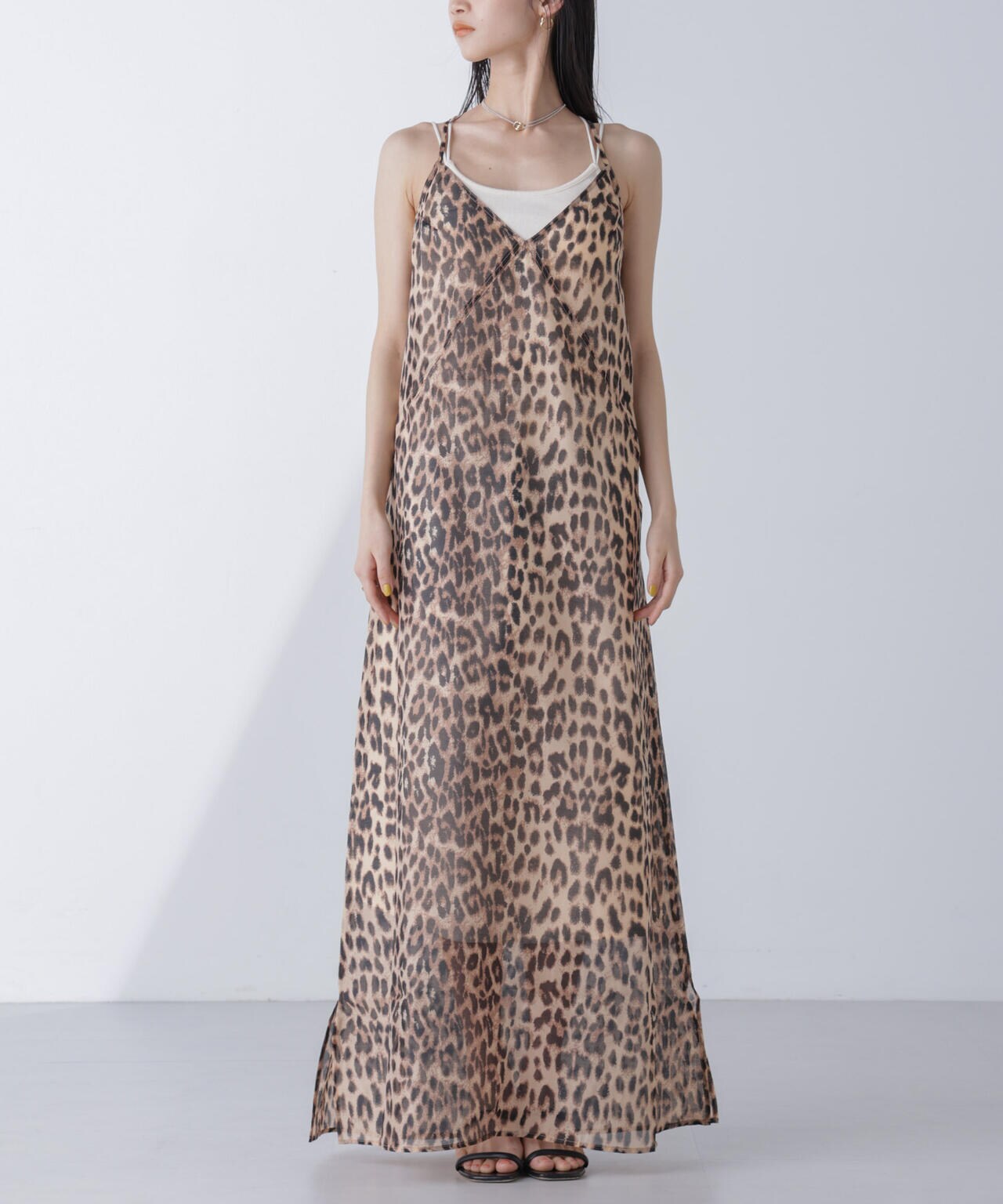 BAUM UND PFERDGARTEN/AFINA Organza レオパードキャミワンピース 6714119033