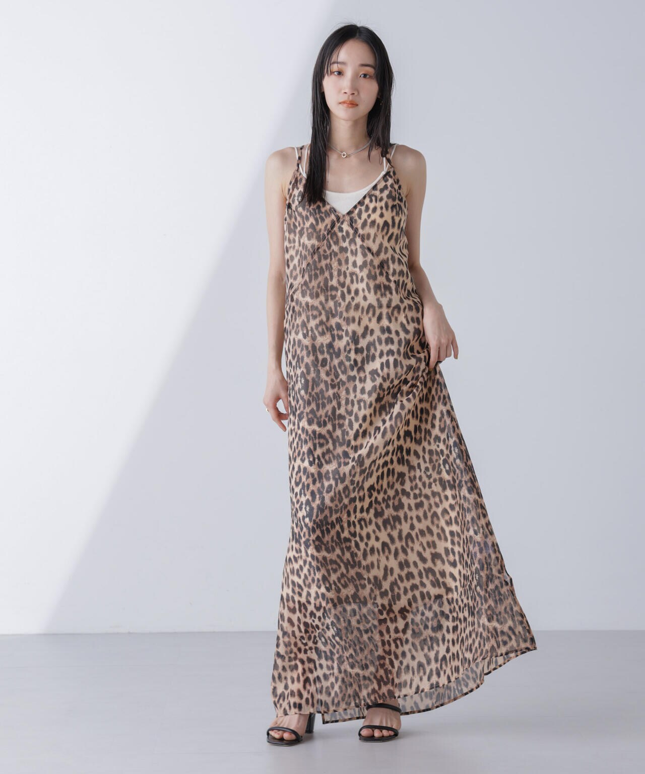 BAUM UND PFERDGARTEN/AFINA Organza レオパードキャミワンピース 6714119033