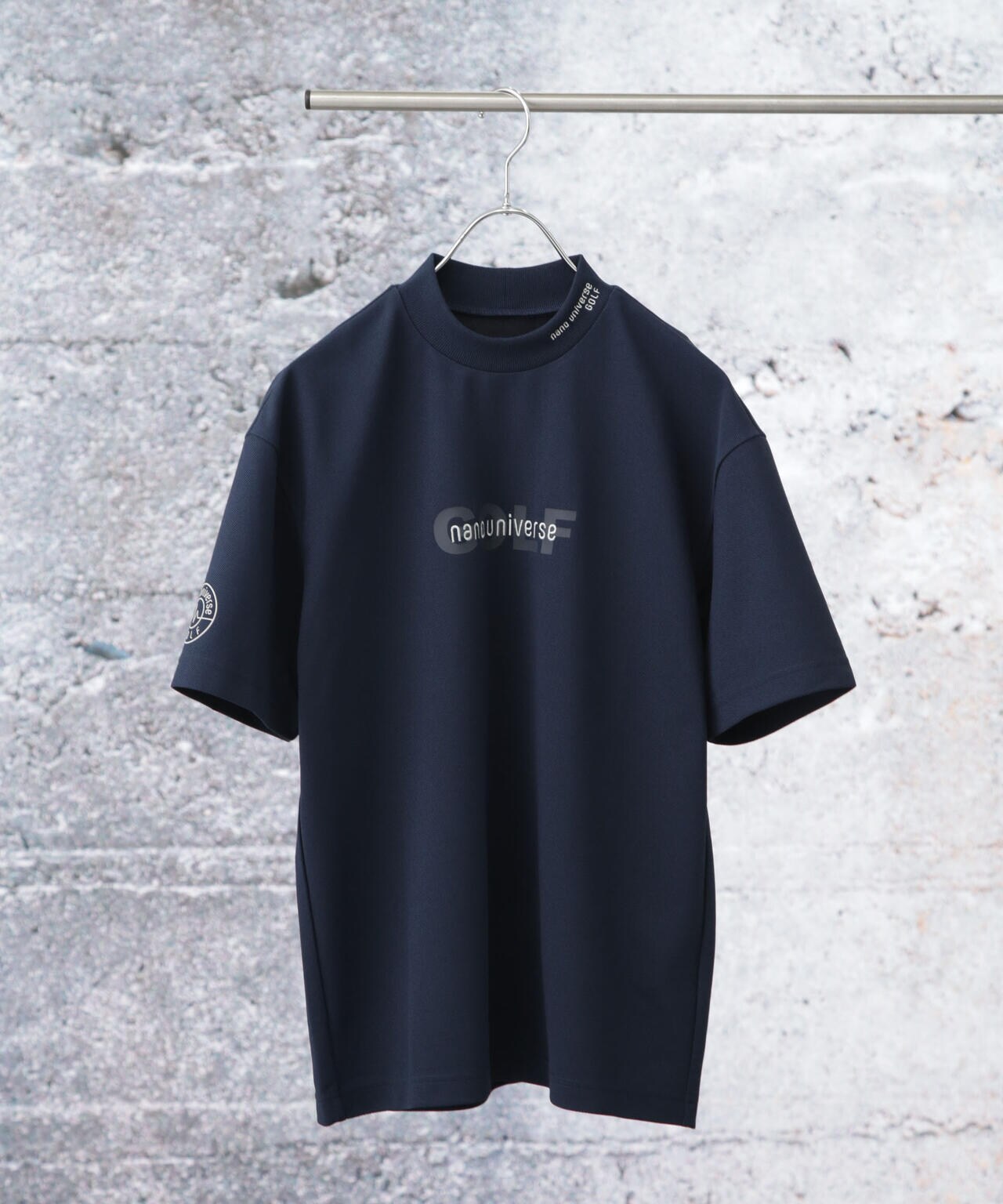 nano universe GOLF/モックネック半袖 ワイドロゴ 6714124029