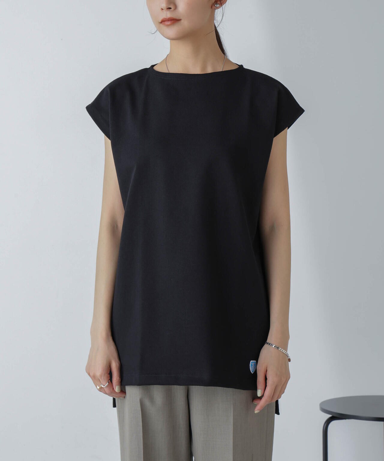 ORCIVAL/ロングスリット スリーブレス ボートネック PO 6714124035