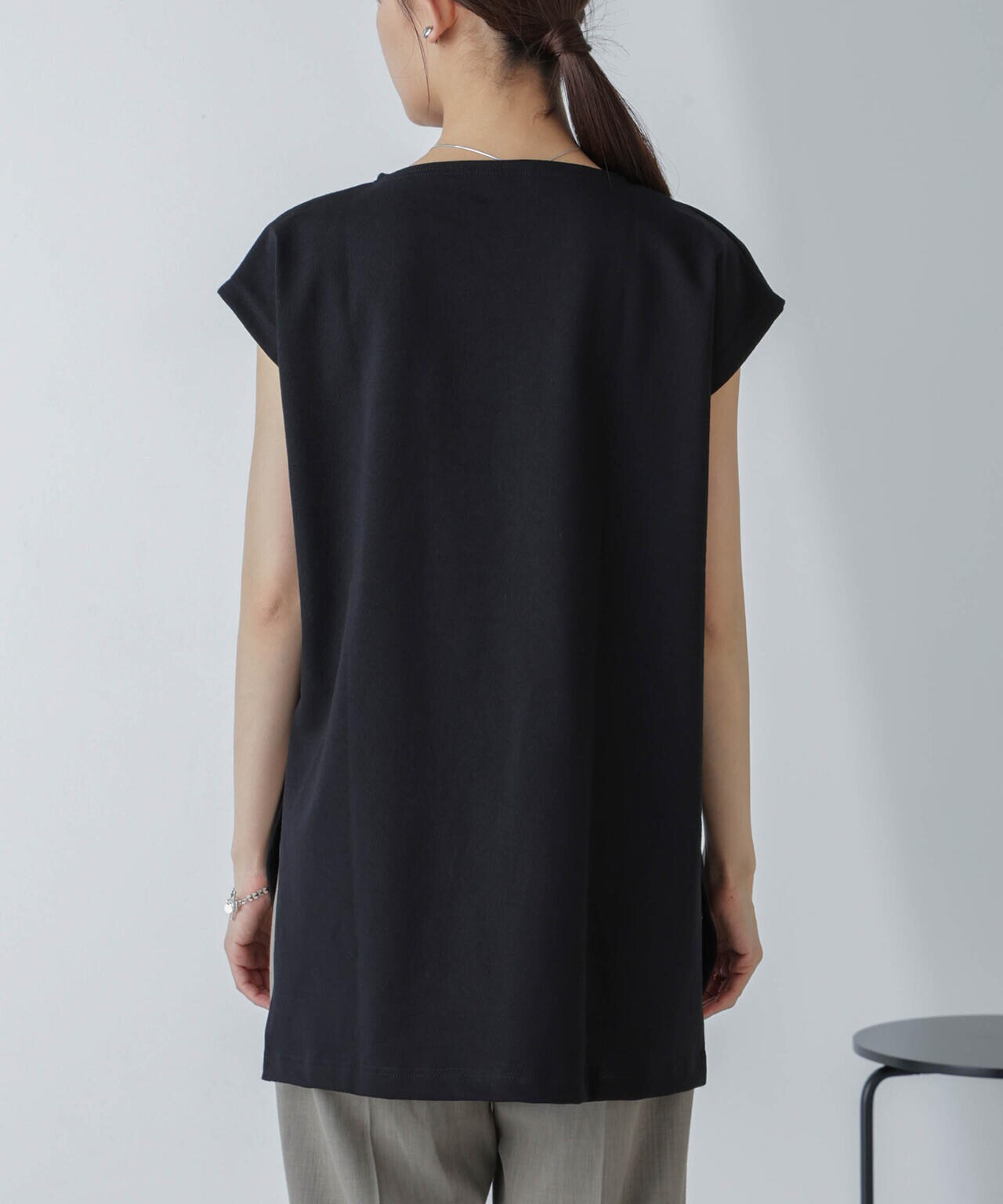 ORCIVAL/ロングスリット スリーブレス ボートネック PO 6714124035