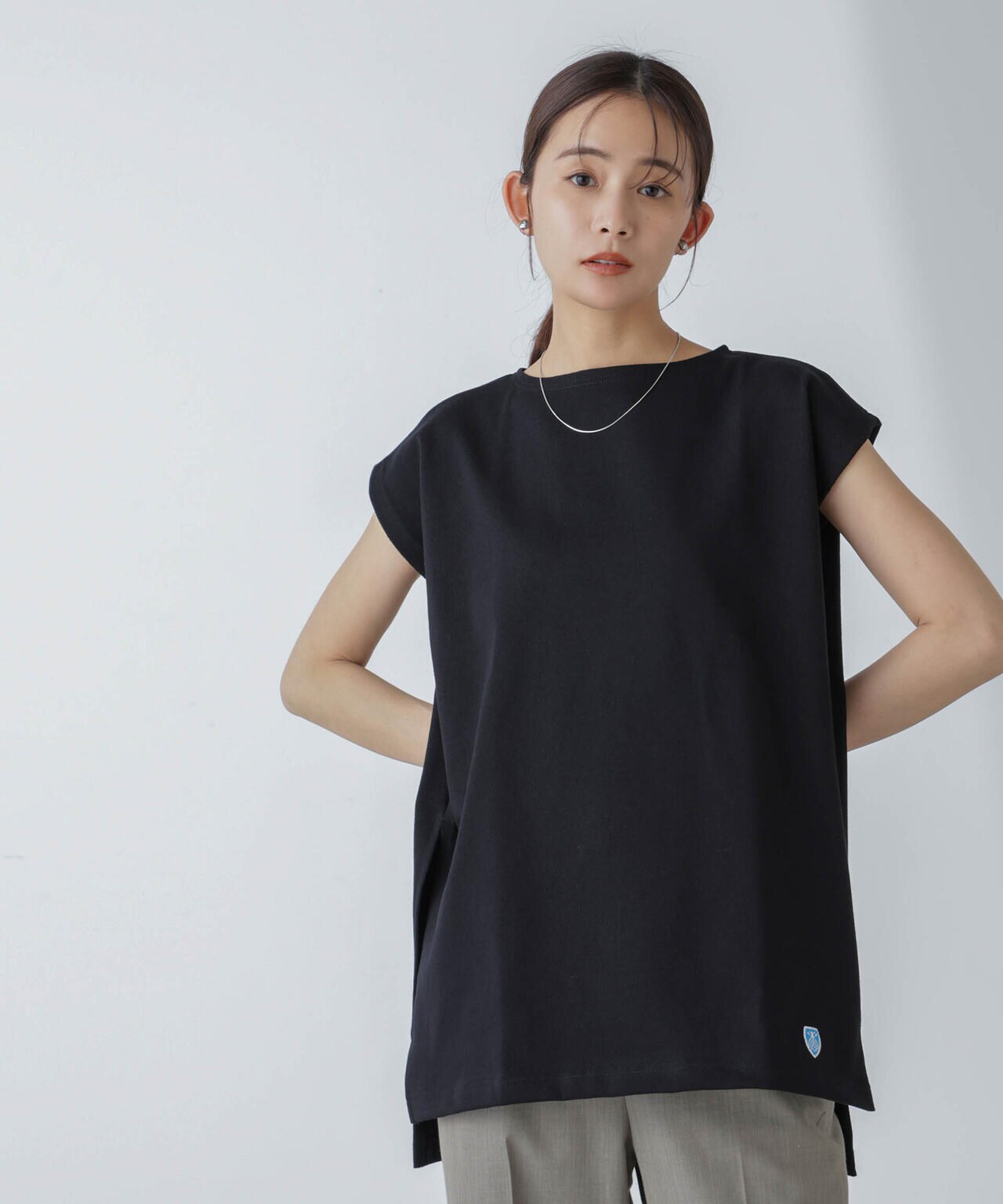 ORCIVAL/ロングスリット スリーブレス ボートネック PO 6714124035