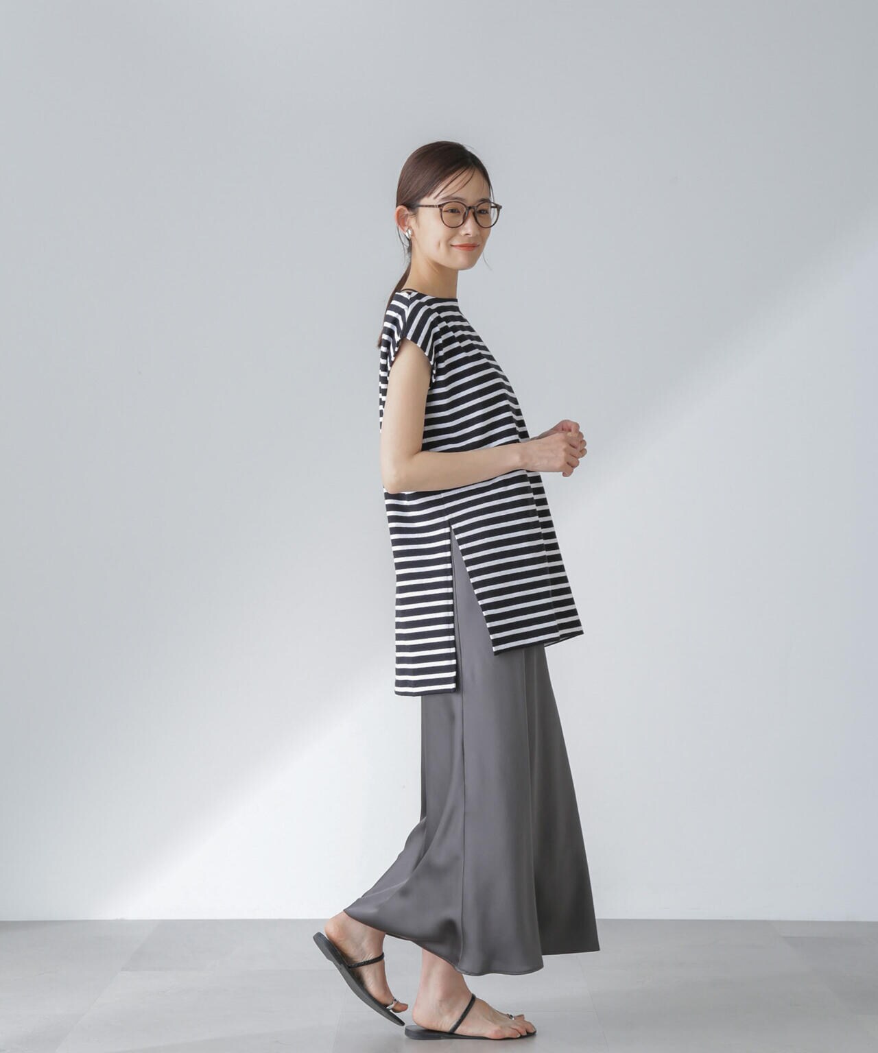 ORCIVAL/ロングスリット スリーブレス ボートネック PO 6714124035