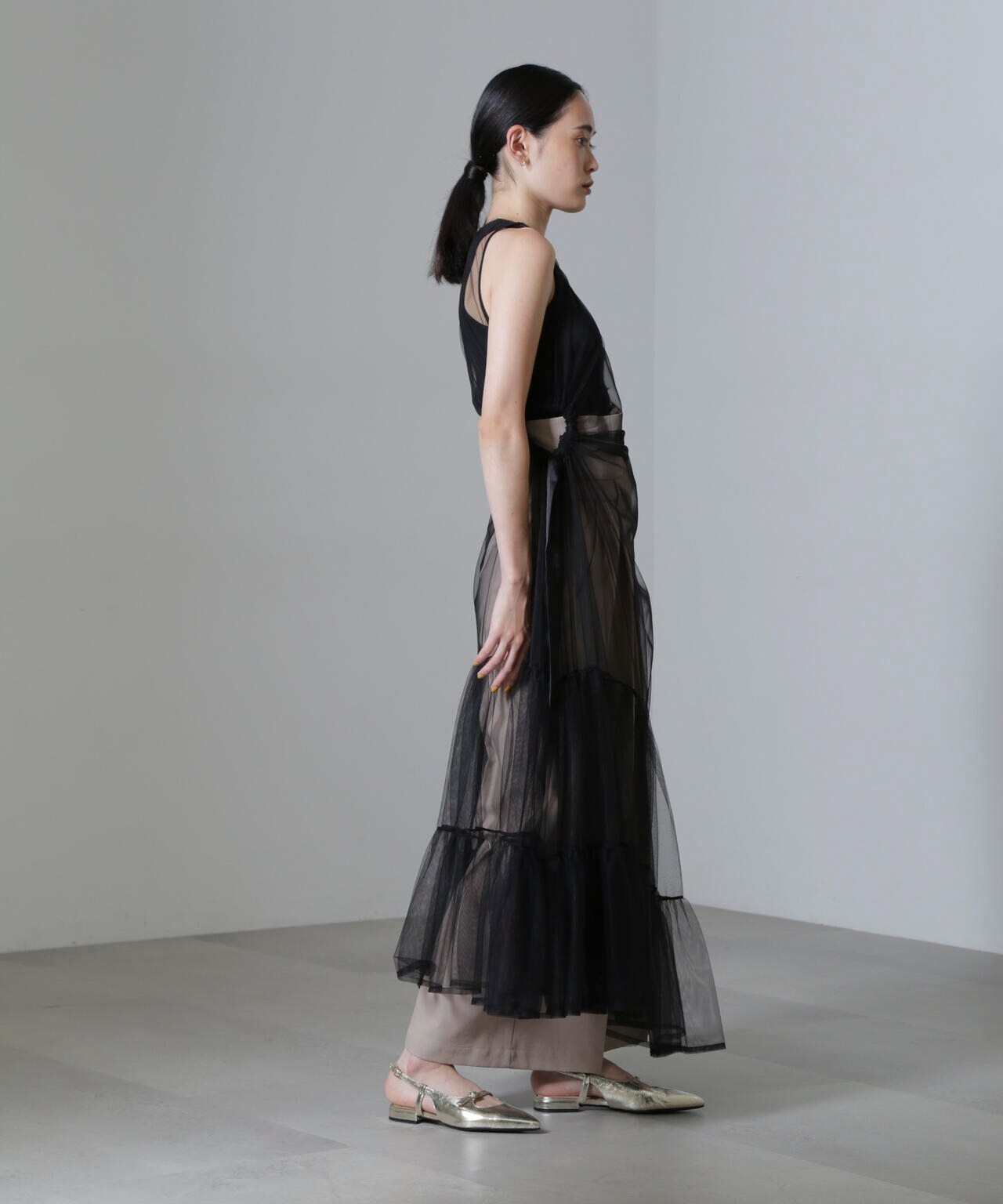 ESTHE/Tiered Tulle Cut-Out MaxiDress 6714219020