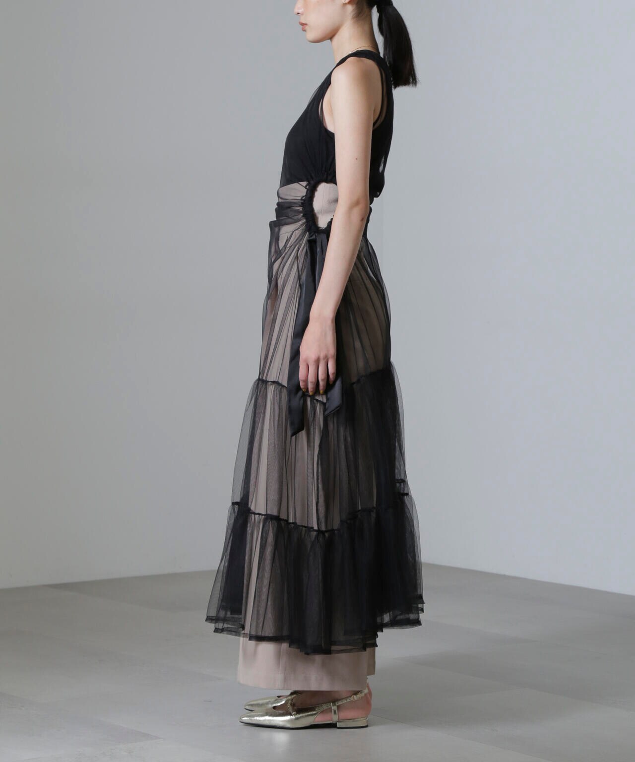 ESTHE/Tiered Tulle Cut-Out MaxiDress 6714219020