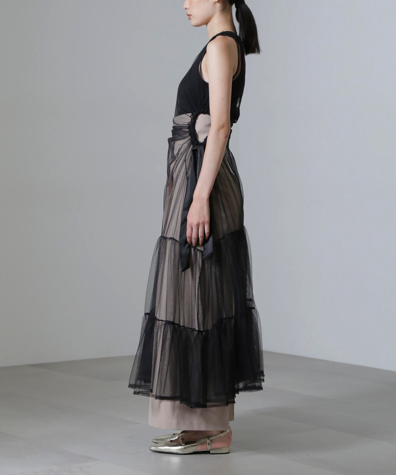 ESTHE/Tiered Tulle Cut-Out MaxiDress 6714219020