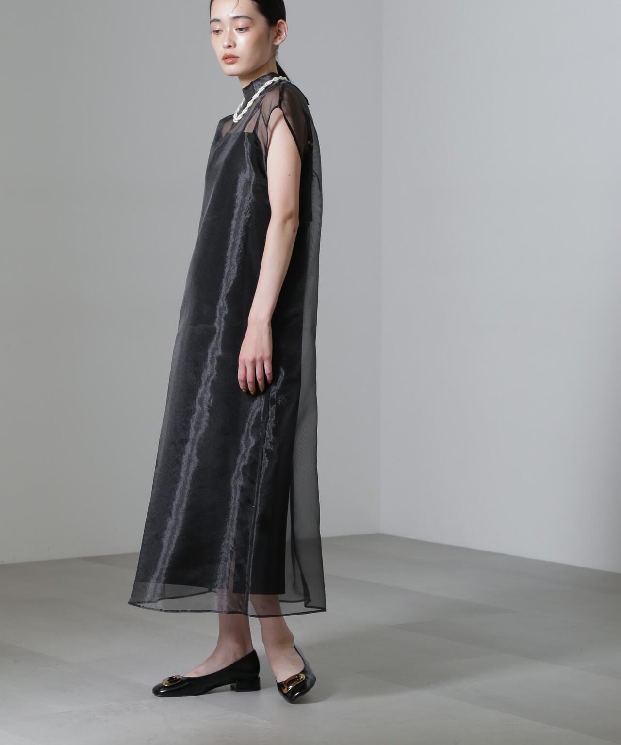 Kaene/アシメインナーオーガンジードレス 6714219025