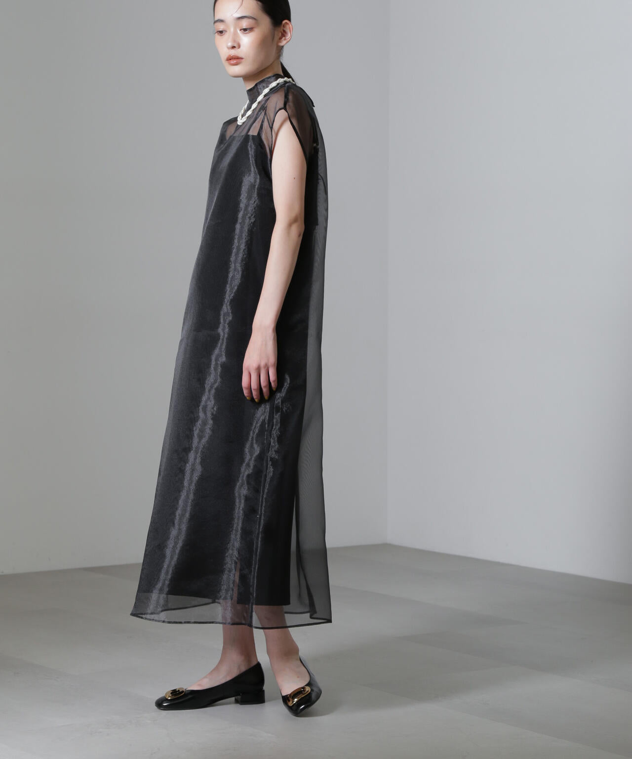 Kaene/アシメインナーオーガンジードレス 6714219025