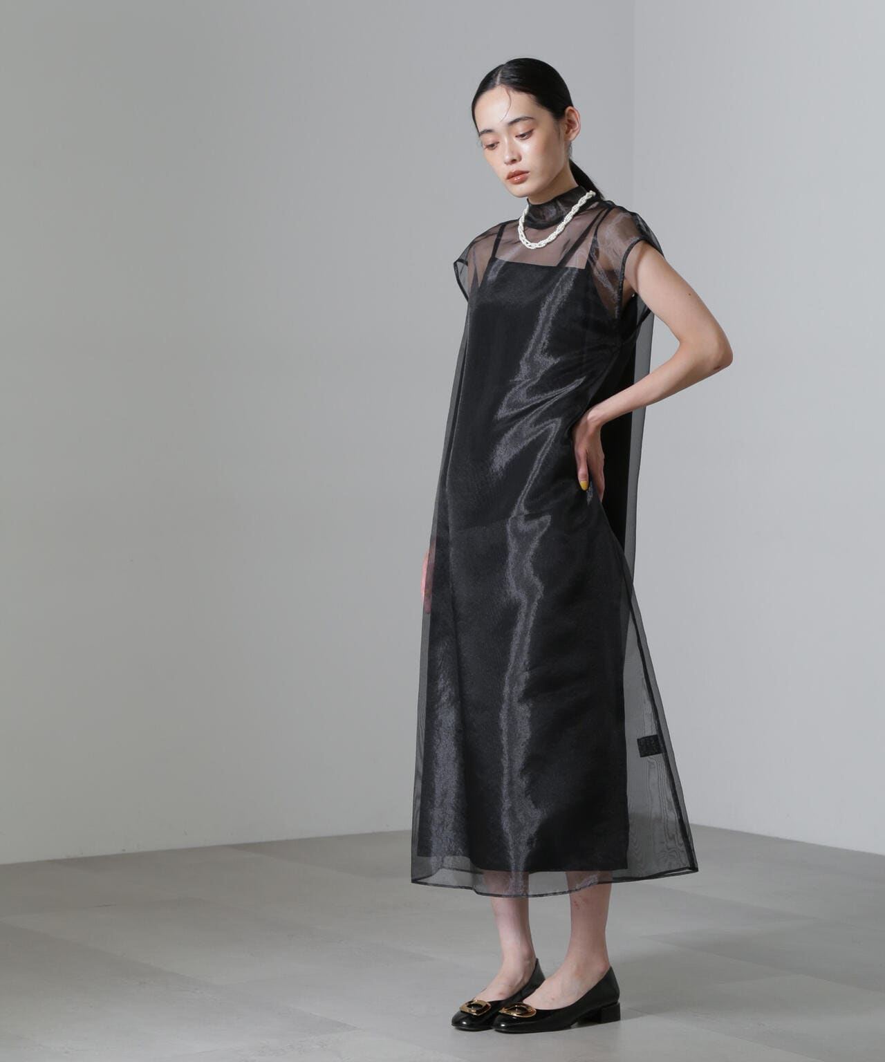 Kaene/アシメインナーオーガンジードレス 6714219025