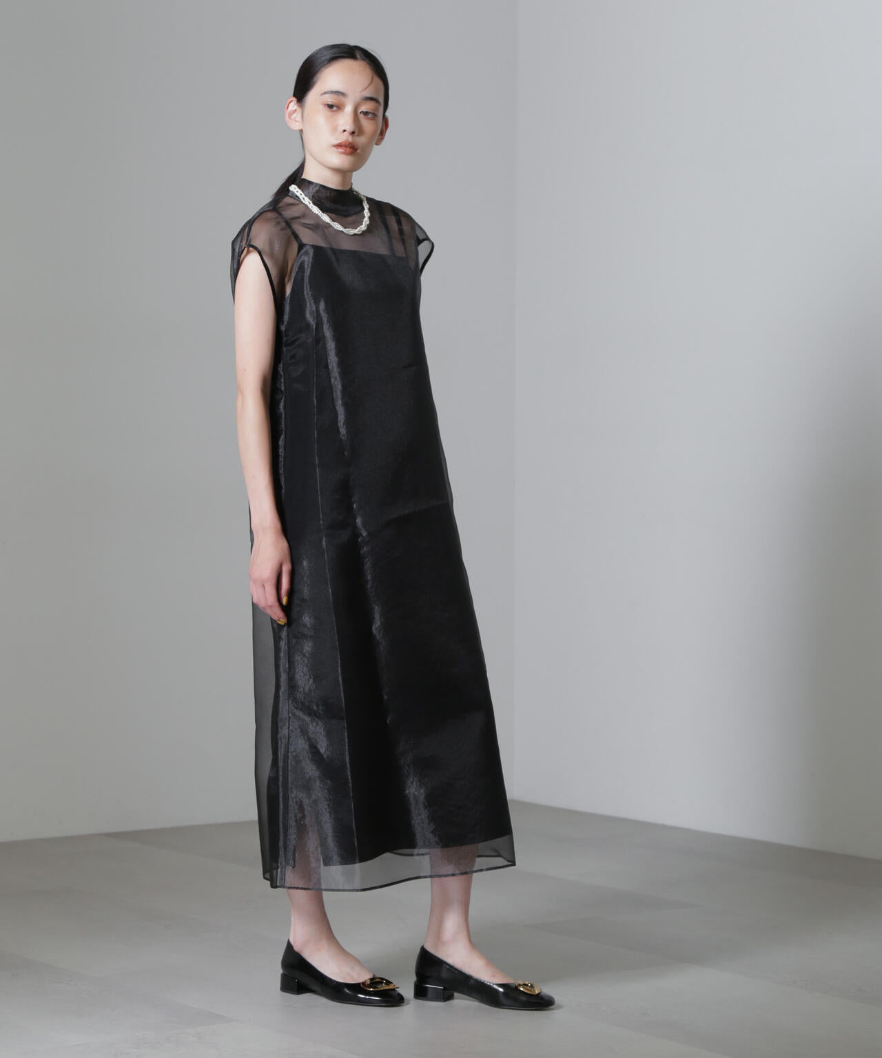 Kaene/アシメインナーオーガンジードレス 6714219025