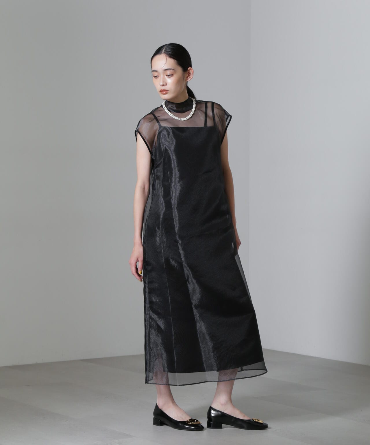 Kaene/アシメインナーオーガンジードレス 6714219025