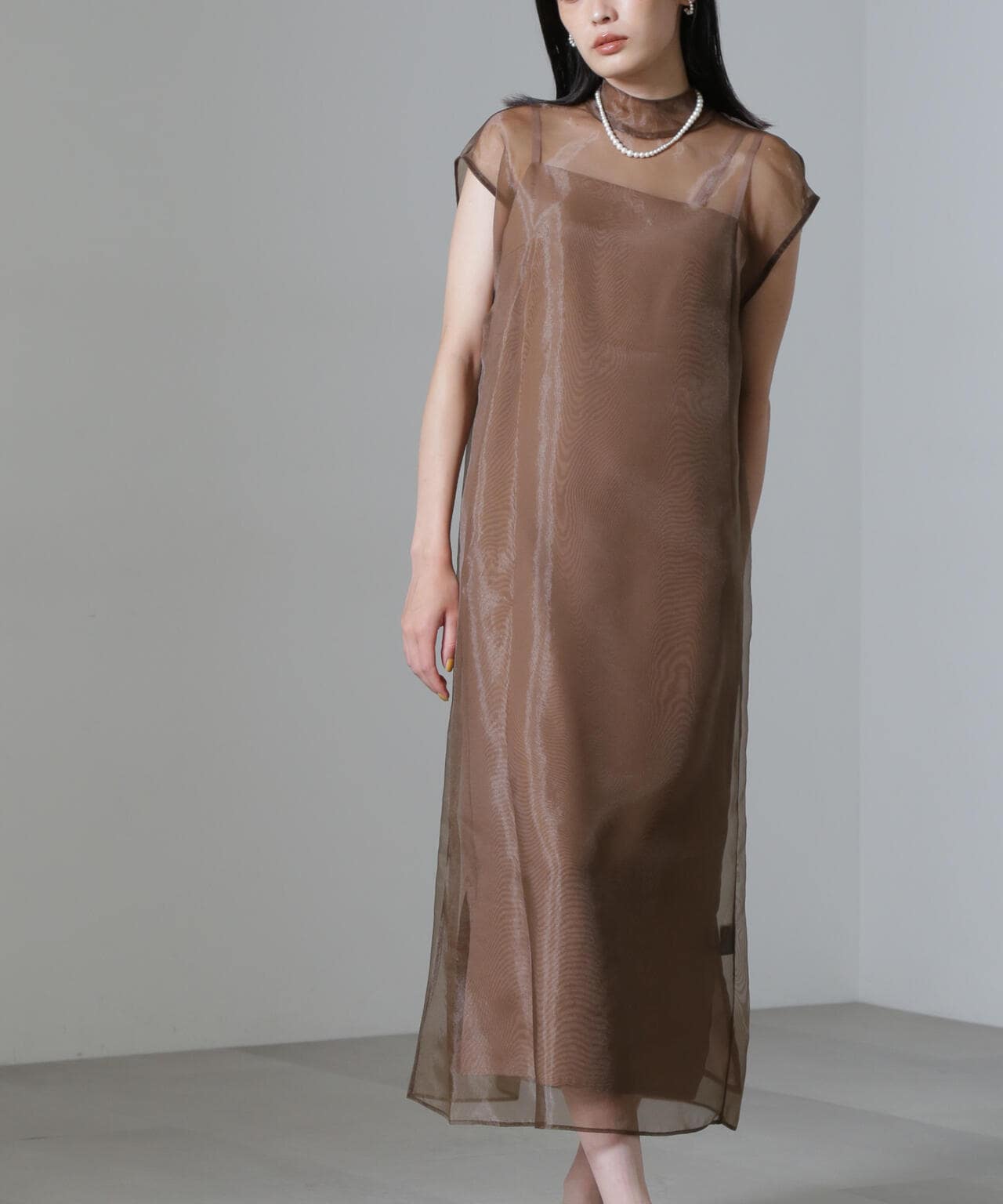 Kaene/アシメインナーオーガンジードレス 6714219025