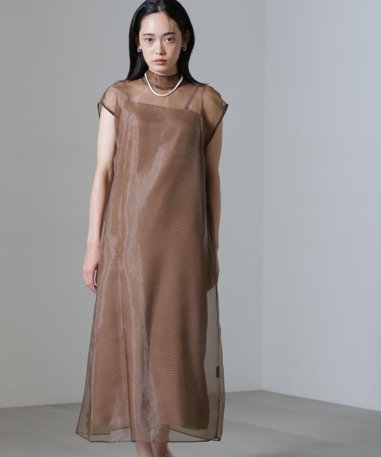 Kaene/アシメインナーオーガンジードレス 6714219025