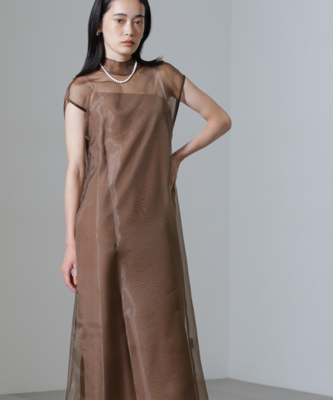 Kaene/アシメインナーオーガンジードレス 6714219025