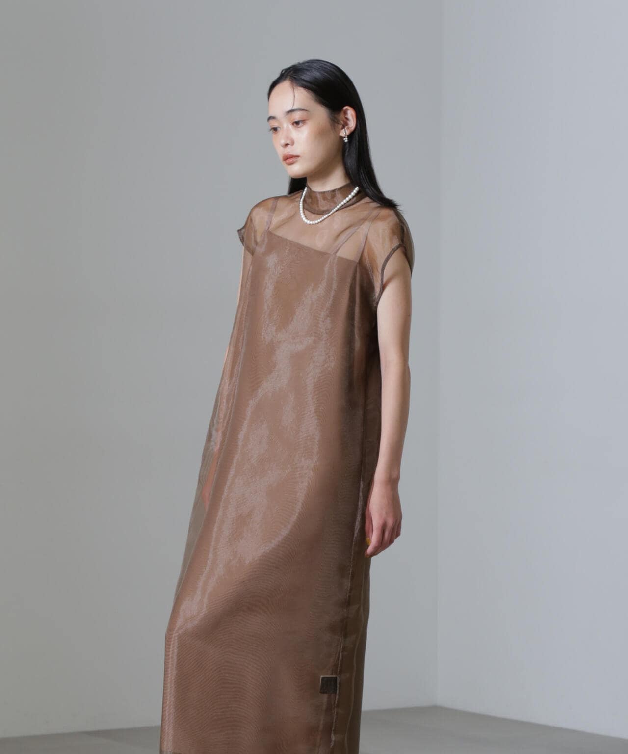 Kaene/アシメインナーオーガンジードレス 6714219025