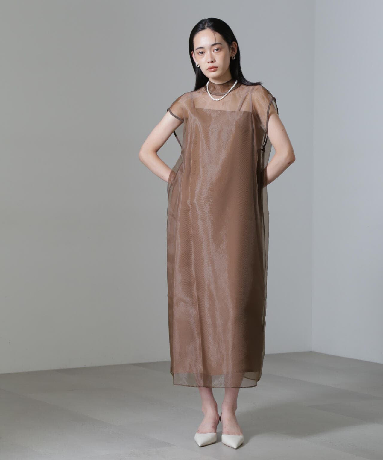 Kaene/アシメインナーオーガンジードレス 6714219025