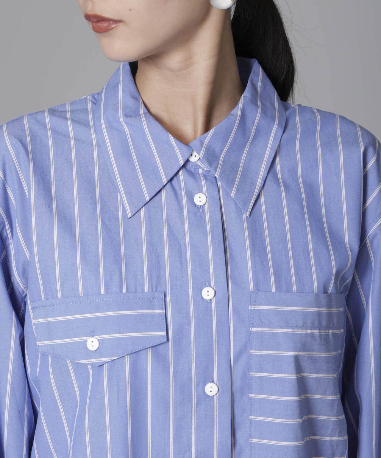 Baum und Pferdgarten/Striped Cotton Poplin シャツ 6714220012