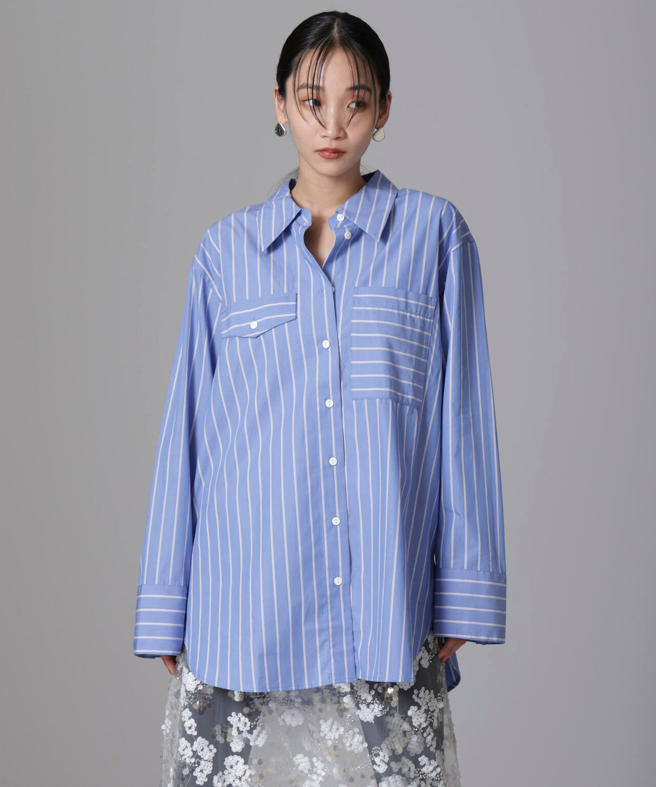 Baum und Pferdgarten/Striped Cotton Poplin シャツ 6714220012