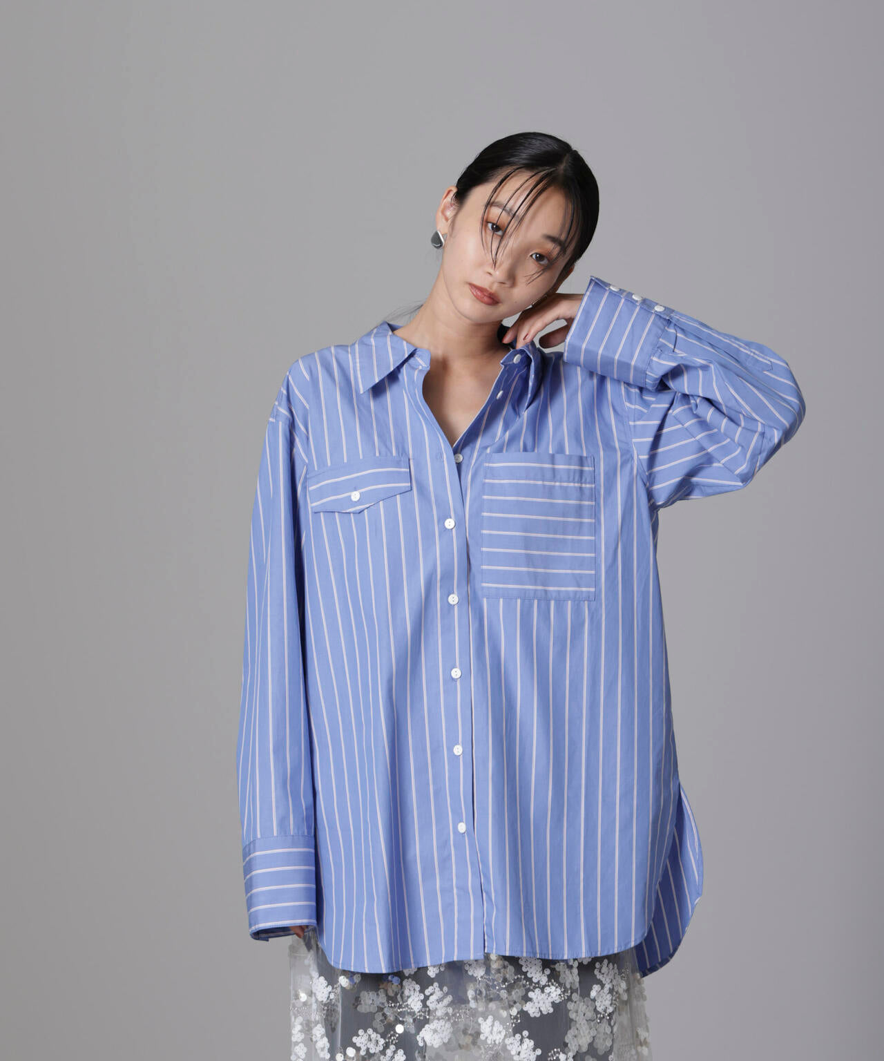 Baum und Pferdgarten/Striped Cotton Poplin シャツ 6714220012