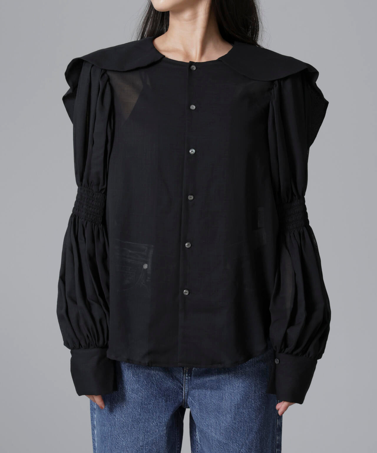 RhodolirioN/Two-way Cape Collar Blouse 6714220018